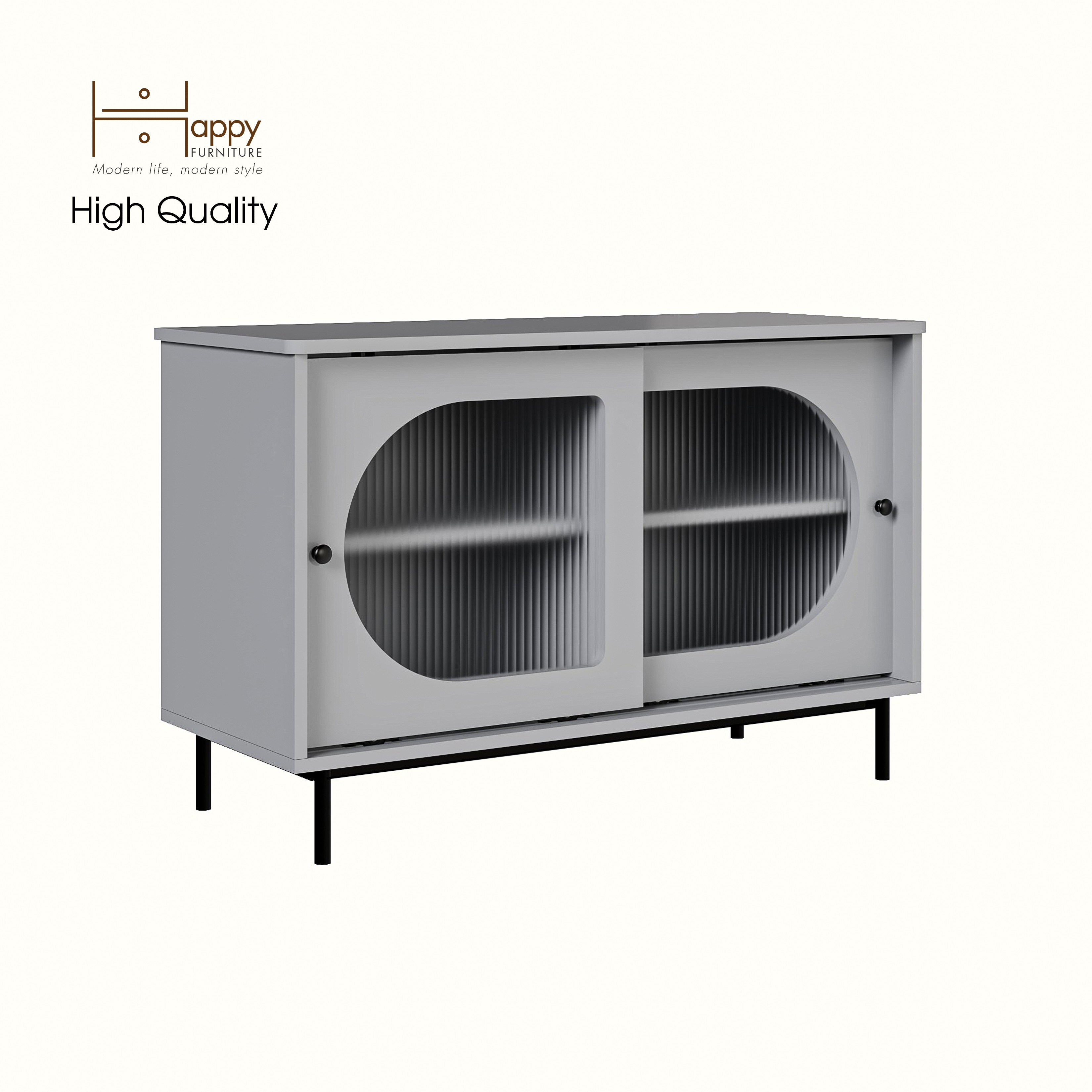 [Happy Home Furniture] SISEEL, Tủ lưu trữ cửa kính 2 cửa lùa - Chân sắt, 100cm x 40cm x 64cm ( DxRxC), TCL_038