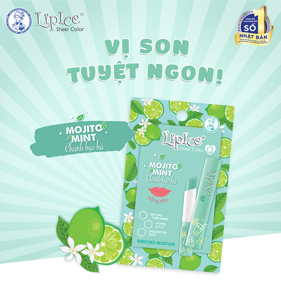 Son dưỡng có màu tự nhiên LipIce Sheer Color Q Mojito Mint 2.4g (Hồng Tự Nhiên) 2.4g