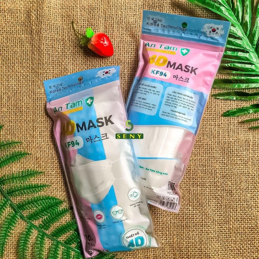 Combo 5 túi khẩu trang kf94d 4d mask Hàn Quốc 4 lớp kháng khuẩn ngăn bụi mịn thông thoáng An Tâm túi gồm10 cái_x5AT4DO