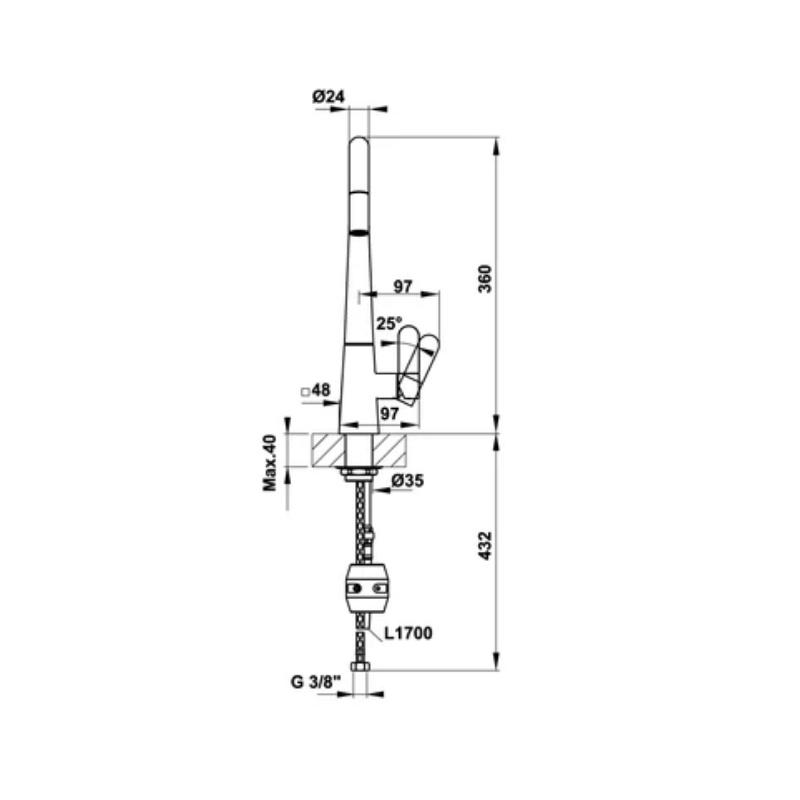 Vòi Rửa Chén Hafele HYDROS HT20-CH1P241 570.82.220 - Vòi Dây Rút - Hàng Chính Hãng
