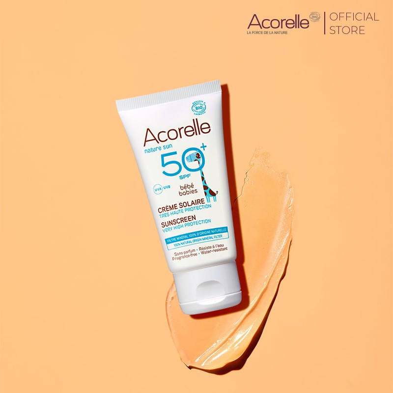 [AN TOÀN CHO BÉ] Kem Chống Nắng Hữu Cơ Acorelle SPF 50+ Cho Bé 50ml