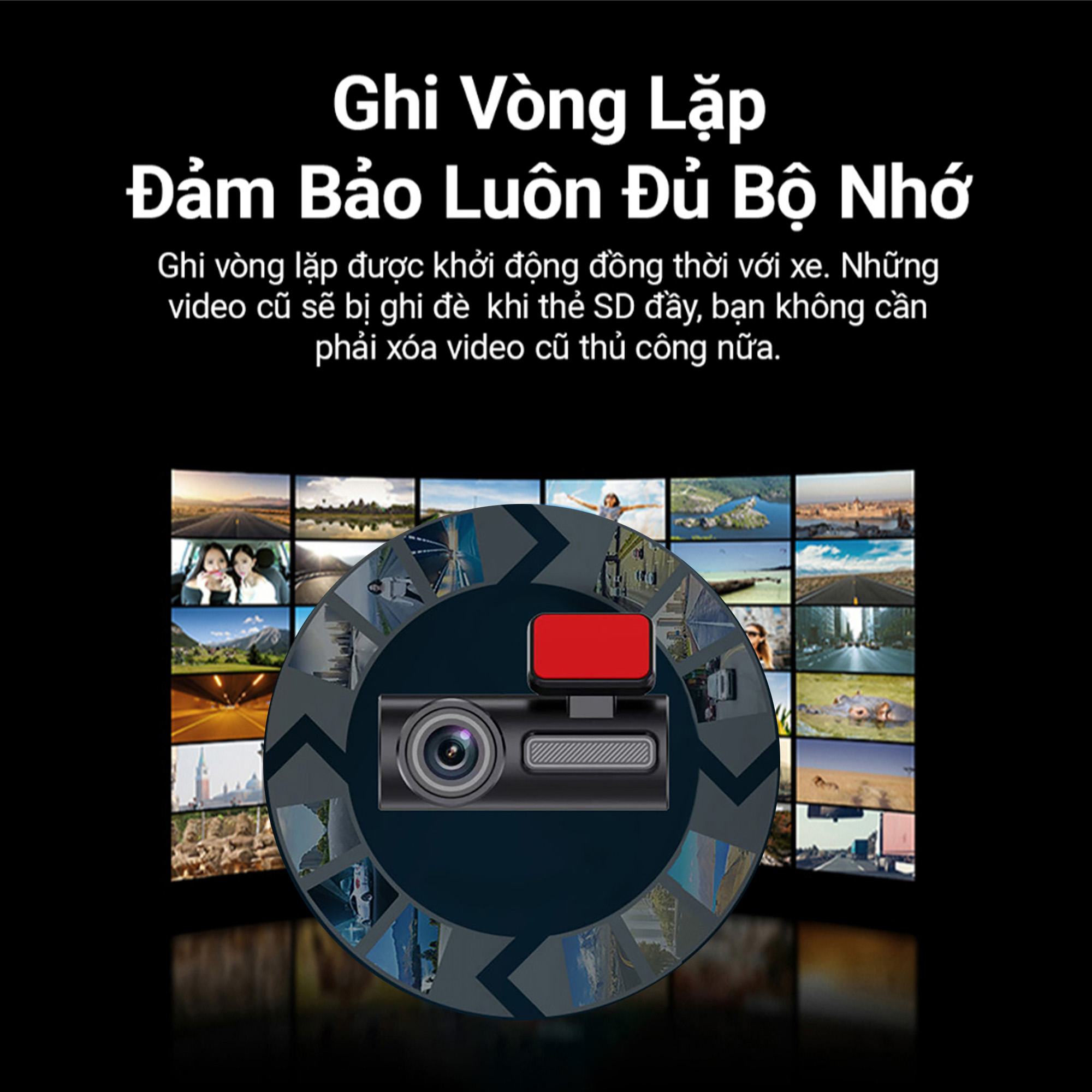 Camera Hành Trình Ô Tô Độ Phân Giải 2K Kết Nối Wifi có màn hình LCD hiển thị Bảo Hành 12 tháng