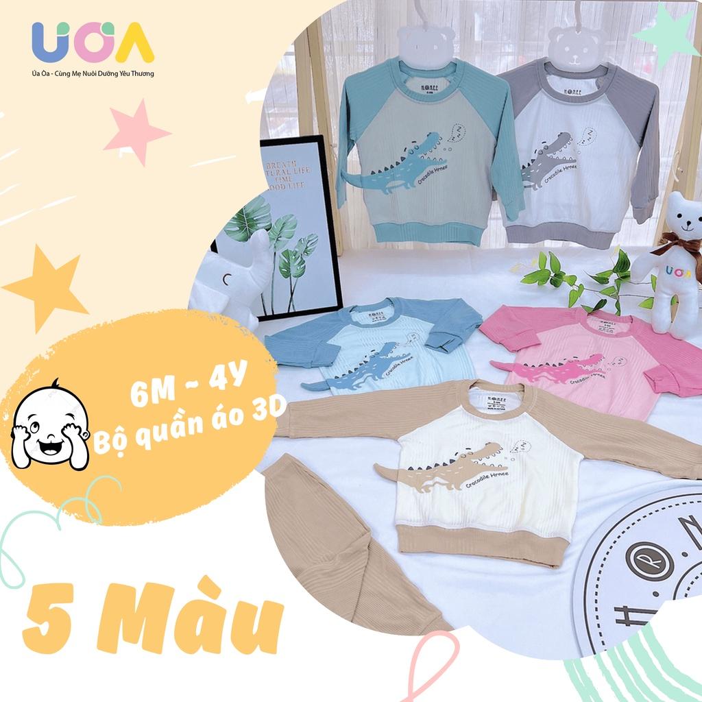 Bộ dài tay bé trai, bé gái Hrnee 3D Modal Organic size cho bé từ 6 tháng đến 4 tuổi