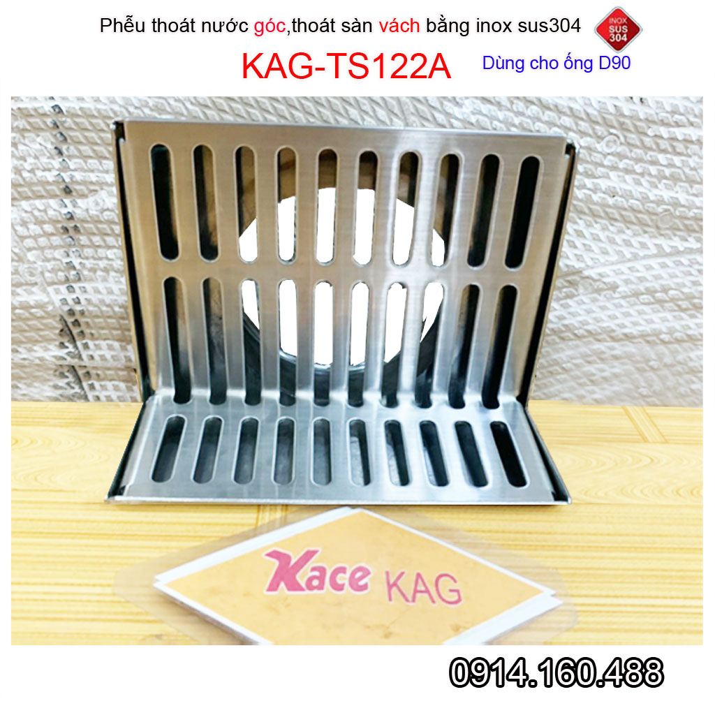 Phễu thoát nước mưa thoát ngang D90 KAG-TS122A, phễu thoát nước chữ L vách tường hành lang thoát nước nhanh sử dụng tốt
