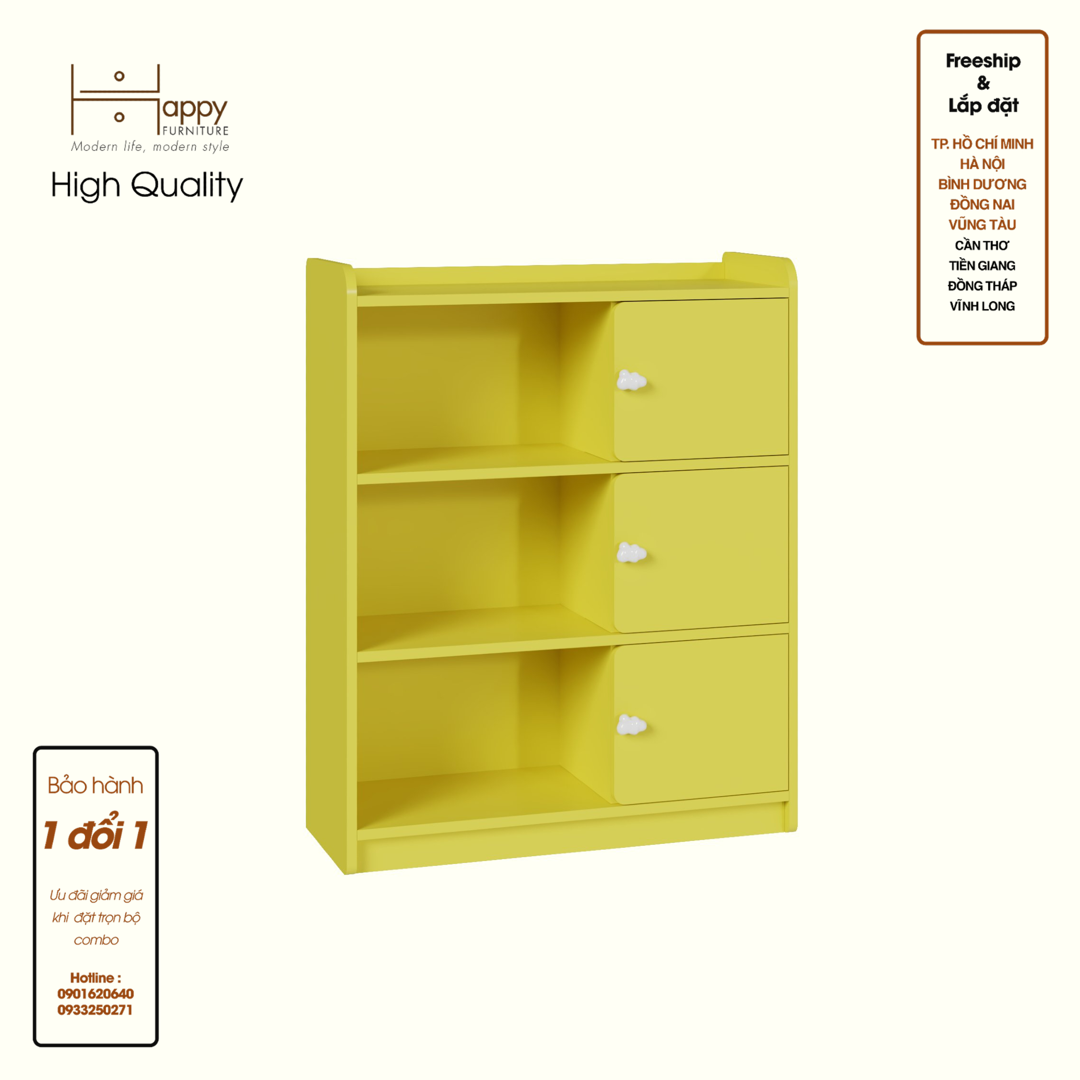 [Happy Home Furniture] KID, Tủ lưu trữ - 3 cửa mở cho trẻ em, 80cm x 32cm x 100cm ( DxRxC), TLT_009