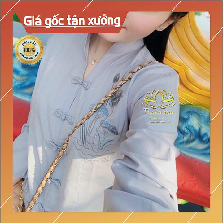 Quần Áo Đi Chùa Cổ Tàu Thêu Sen Chất Vải Kate Mịn Đẹp, Mặc Vô Cùng Thoáng Mát, Thoải Mái, Trẻ Trung Kín Đáo