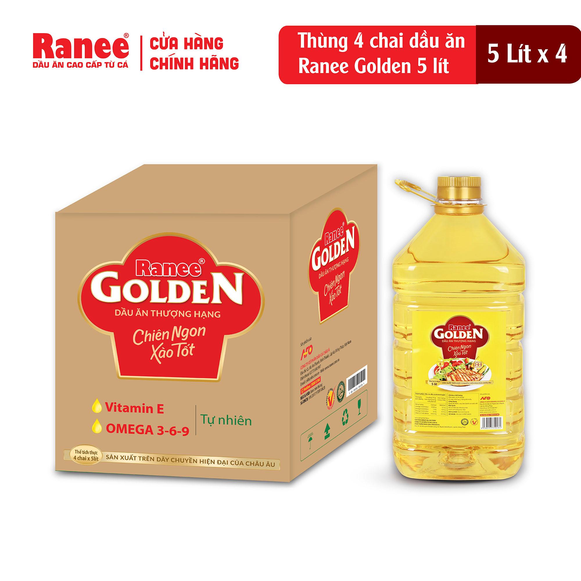 Thùng dầu ăn Ranee Golden 5 lít (5 lít/chai x 4 chai)