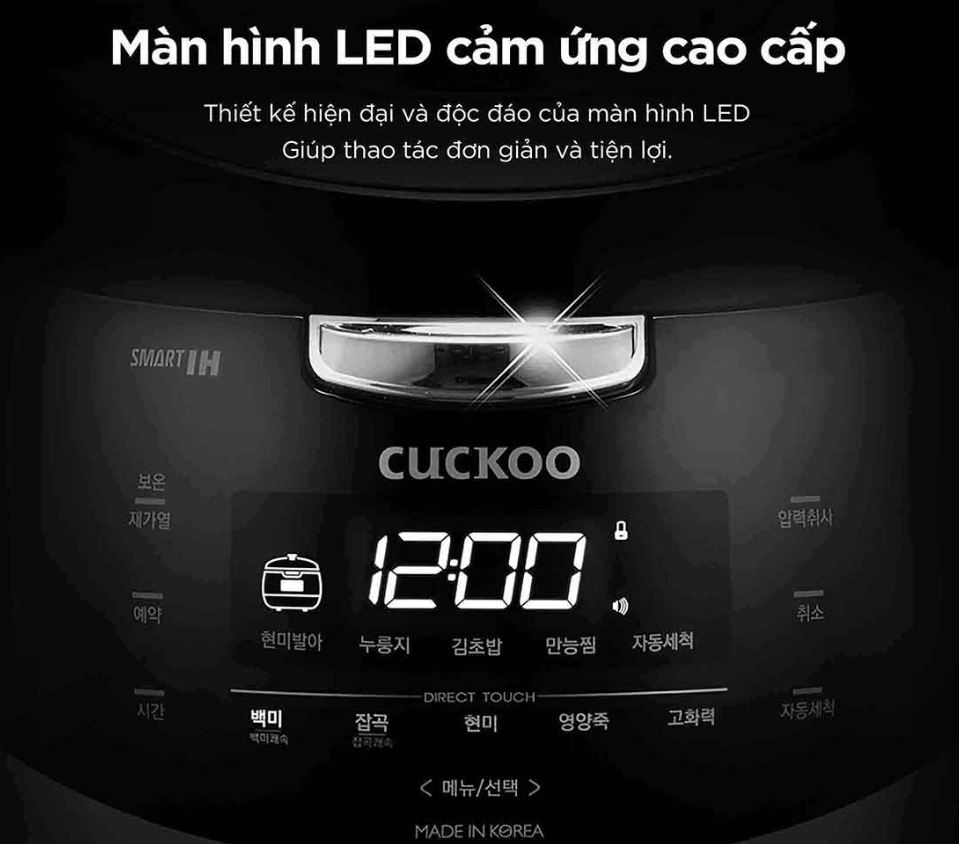 Nồi cơm áp suất điện tử cao tần Cuckoo 1.8 lít CRP-AHXB1008F/BKBRVNCV - Hàng chính hãng