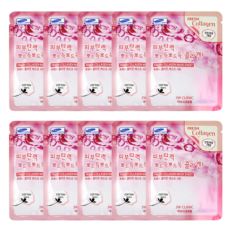 Combo 10 Gói Mặt Nạ Bổ Sung Collagen 3W Clinic Fresh Collagen Mask Sheet