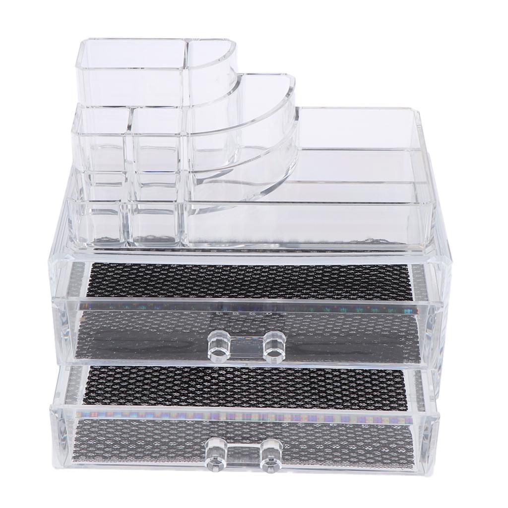 Jewelry Cosmetic Storage Holder Rack 2 Piece Set Acrylic Makeup Organizer