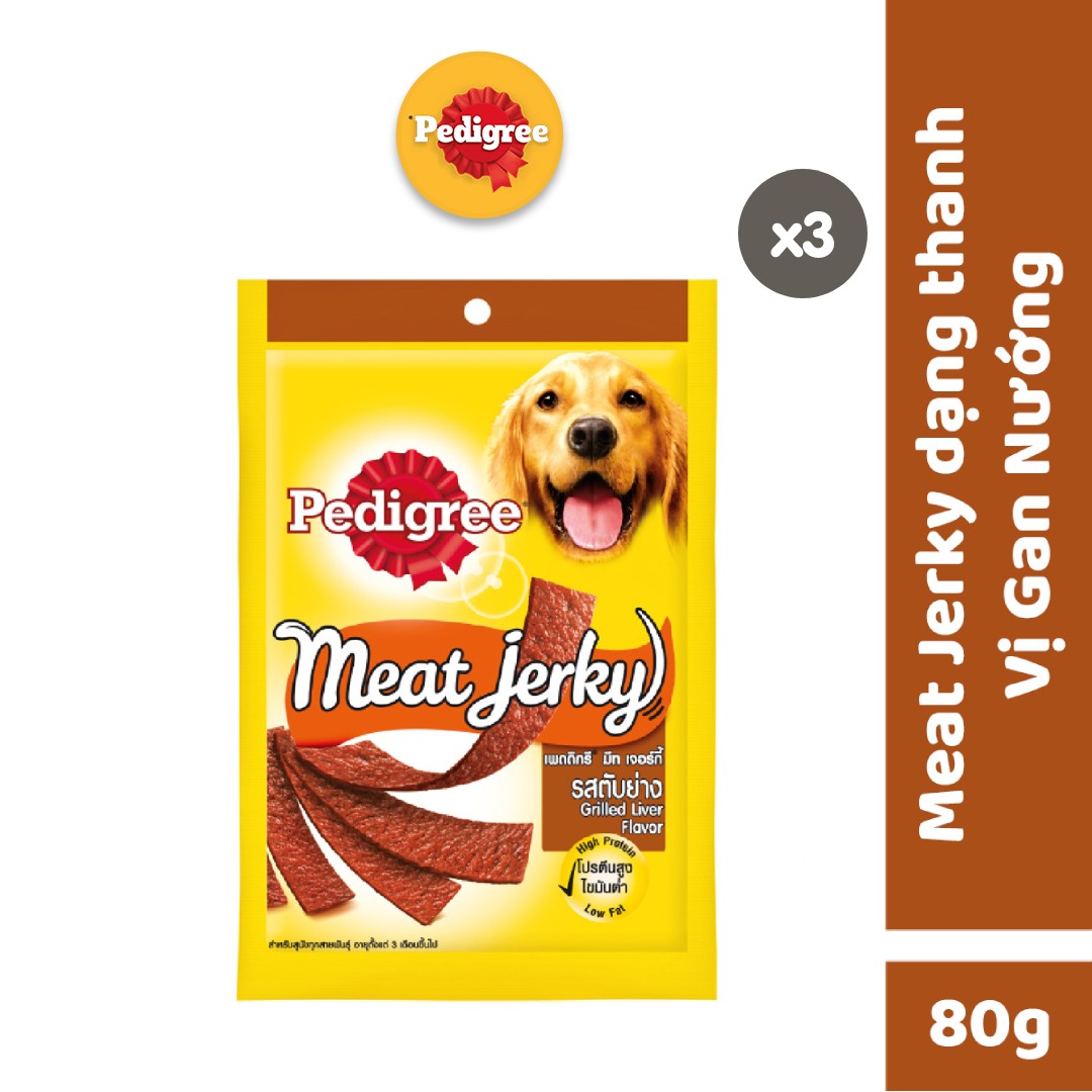 Bộ 3 thức ăn vặt cho chó Pedigree Meat Jerky  - 80g