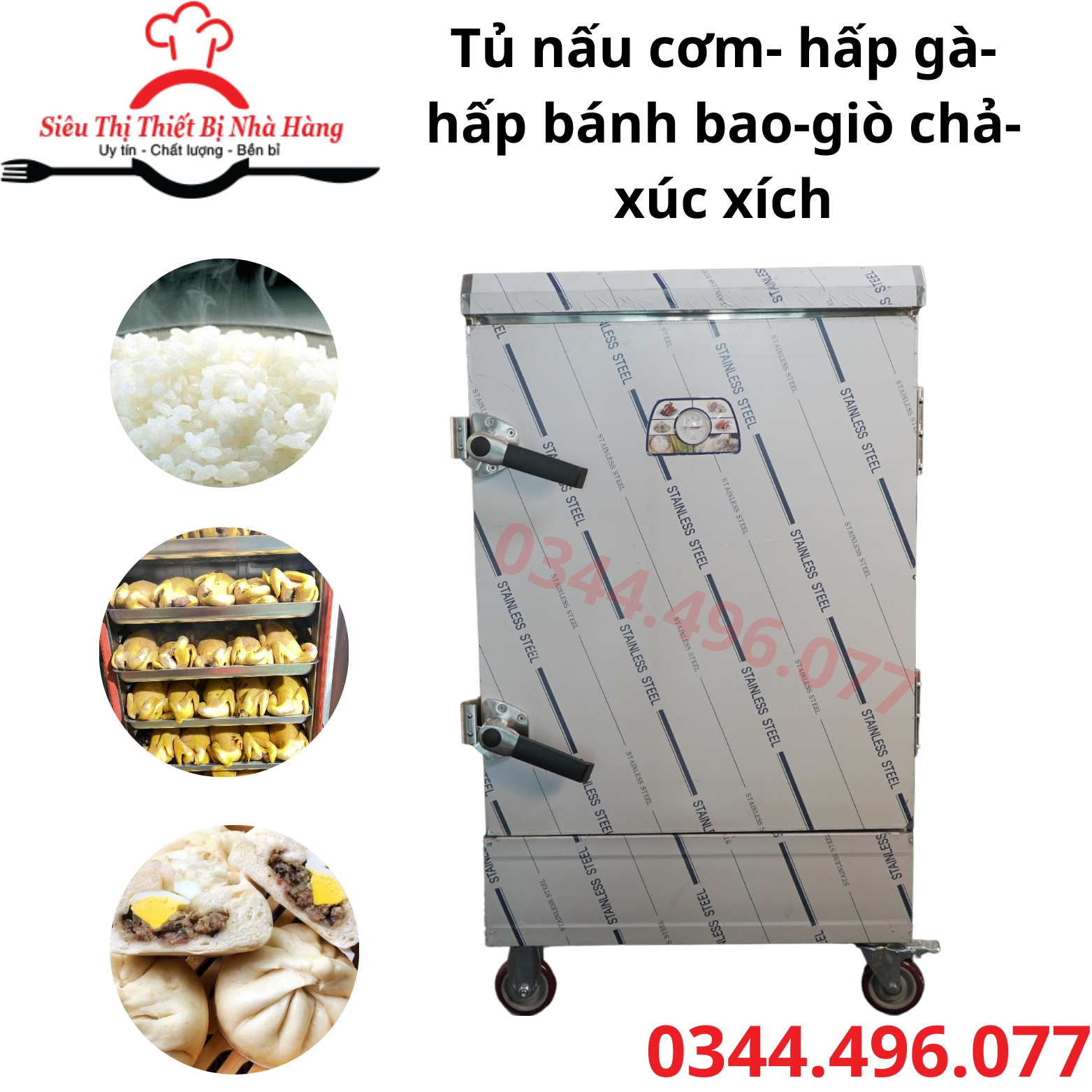 Tủ cơm, tủ nấu cơm công nghiệp 8 khay dùng điện -tủ hấp bánh bao-tủ hấp giò chả công nghiệp