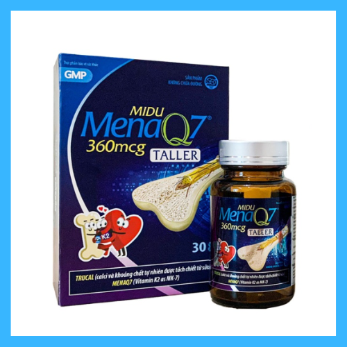 Midu MenaQ7 360mcg  – Hỗ trợ chắc khỏe xương và phát triển chiều cao cho trẻ dậy thì với Trucal và Vitamin K2 hàm lượng cao