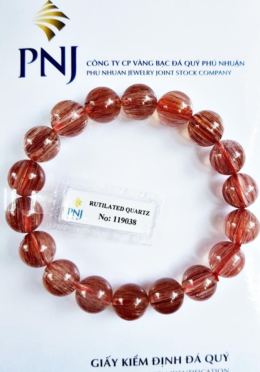 Gembank Thạch Anh Tóc Đỏ Tự Nhiên 11MM Vòng Tay Chuỗi Hạt Kèm Giấy Kiểm Định