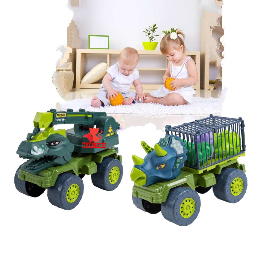 Xe Lồng Khủng Long Kèm 3 Con Thú Nhỏ Size Đại Bằng Nhựa Hàng Việt Nam