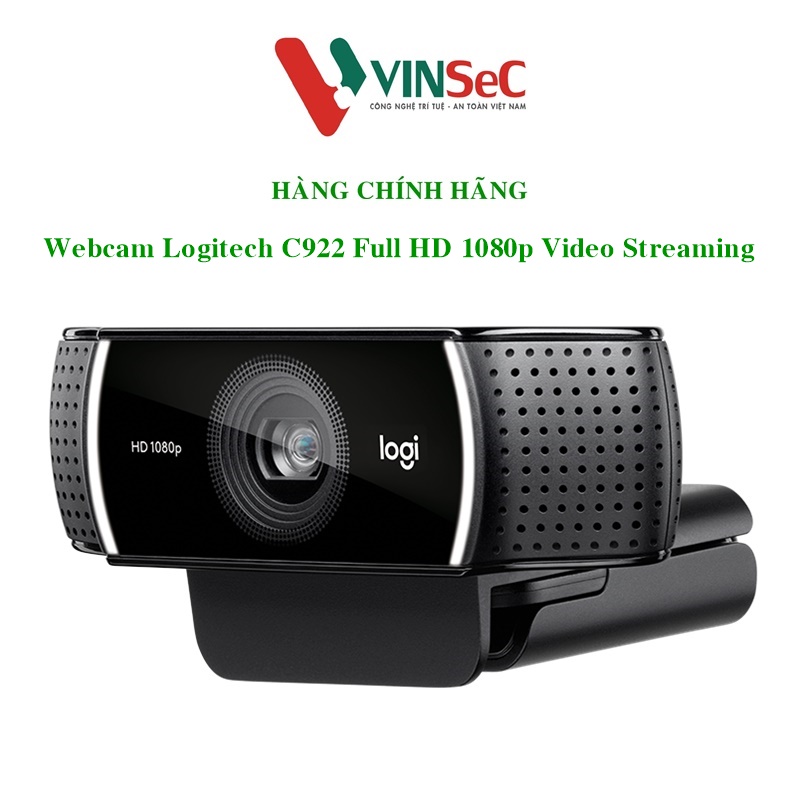 Webcam Logitech C922 Full HD 1080p - 720p/60FPS micro kép to rõ, tự động lấy nét và chỉnh sáng HD, phù hợp PC/ Laptop/ Mac - Hàng chính hãng