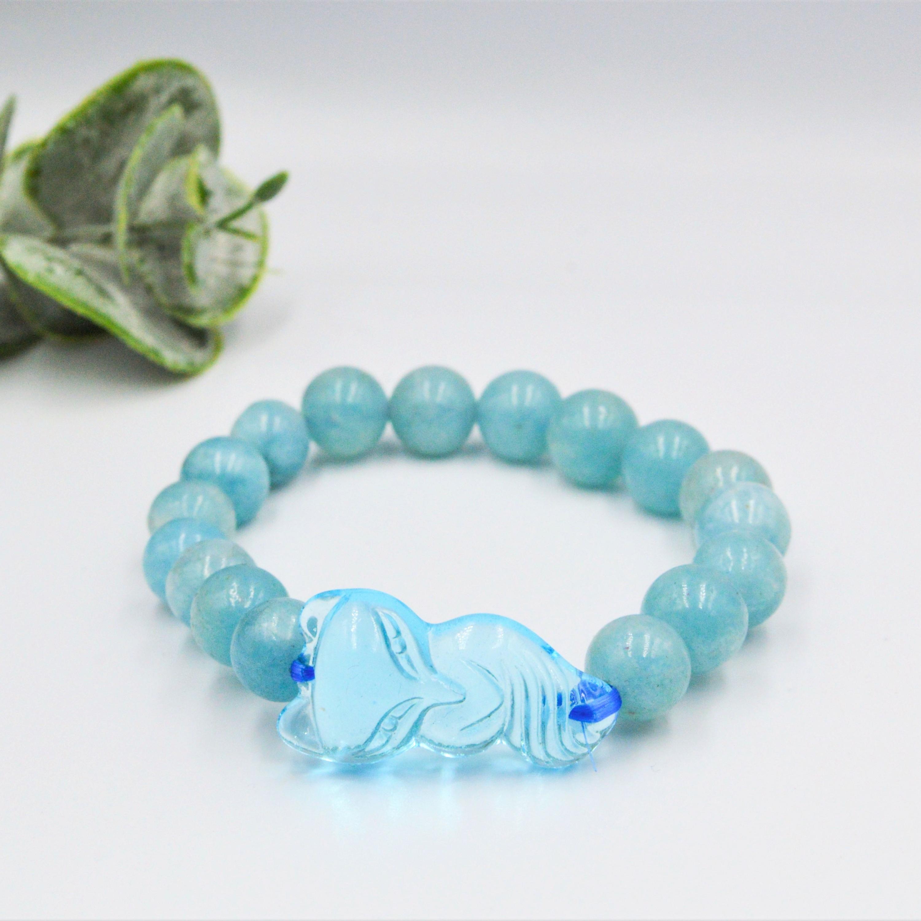 Vòng Tay Hồ Ly Topaz Xanh Dương Phối Mã Não Xanh Dương