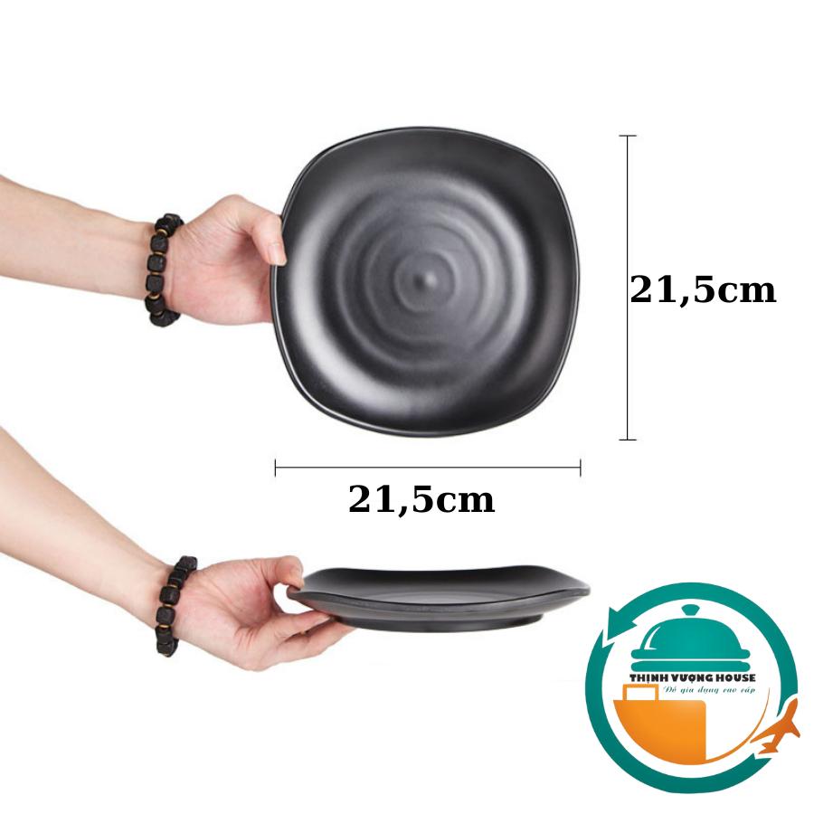 Đĩa vuông vát 100% nhựa Melamine Đen Nhám đủ size giá rẻ