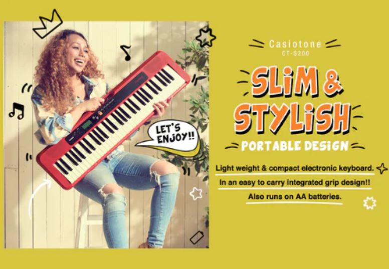 ĐÀN ORGAN CASIO CASIOTONE CT-S200 CHÍNH HÃNG – 61 PHÍM, 400 ÂM , 77 ĐIỆU USB-MIDI PHÙ HỢP NGƯỜI MỚI BẮT ĐẦU
