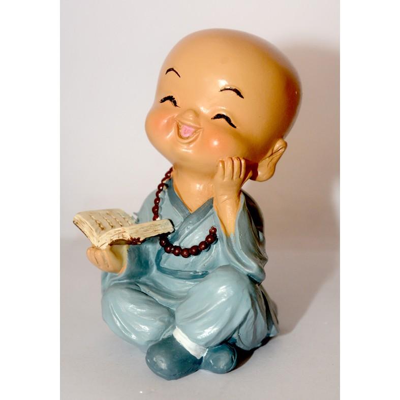 Bộ tượng Bốn chú tiểu Cầm Kỳ Thi Họa áo lam ngộ nghĩnh cao 9cm