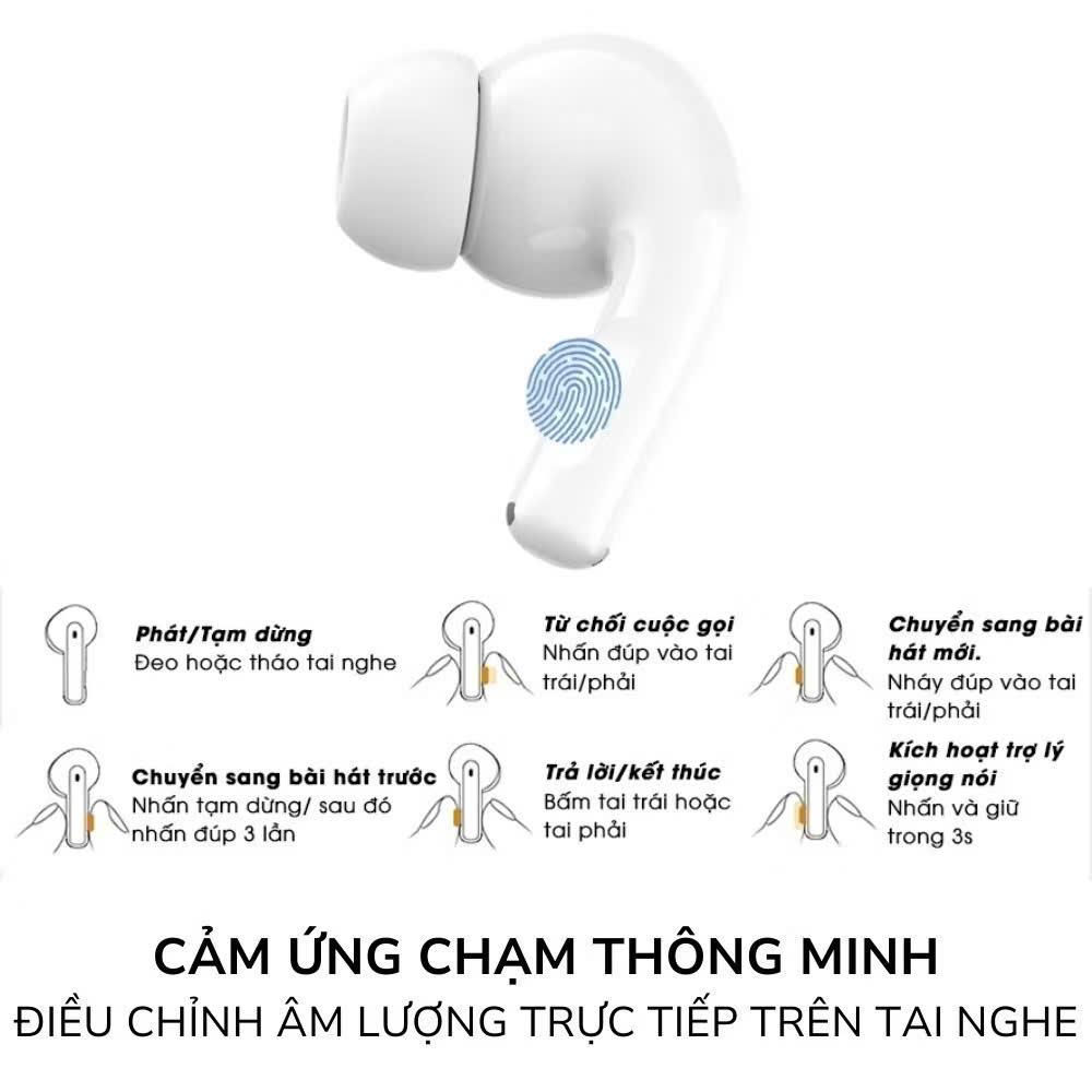 Tai Nghe Bluetooth Pro2 Không Dây định vị khử tiếng ồn ANC PIN TRÂU bass căng tự kết nối Fullbox phụ kiện đủ tính năng đàm thoại 2 chiều - HÀNG CHÍNH HÃNG