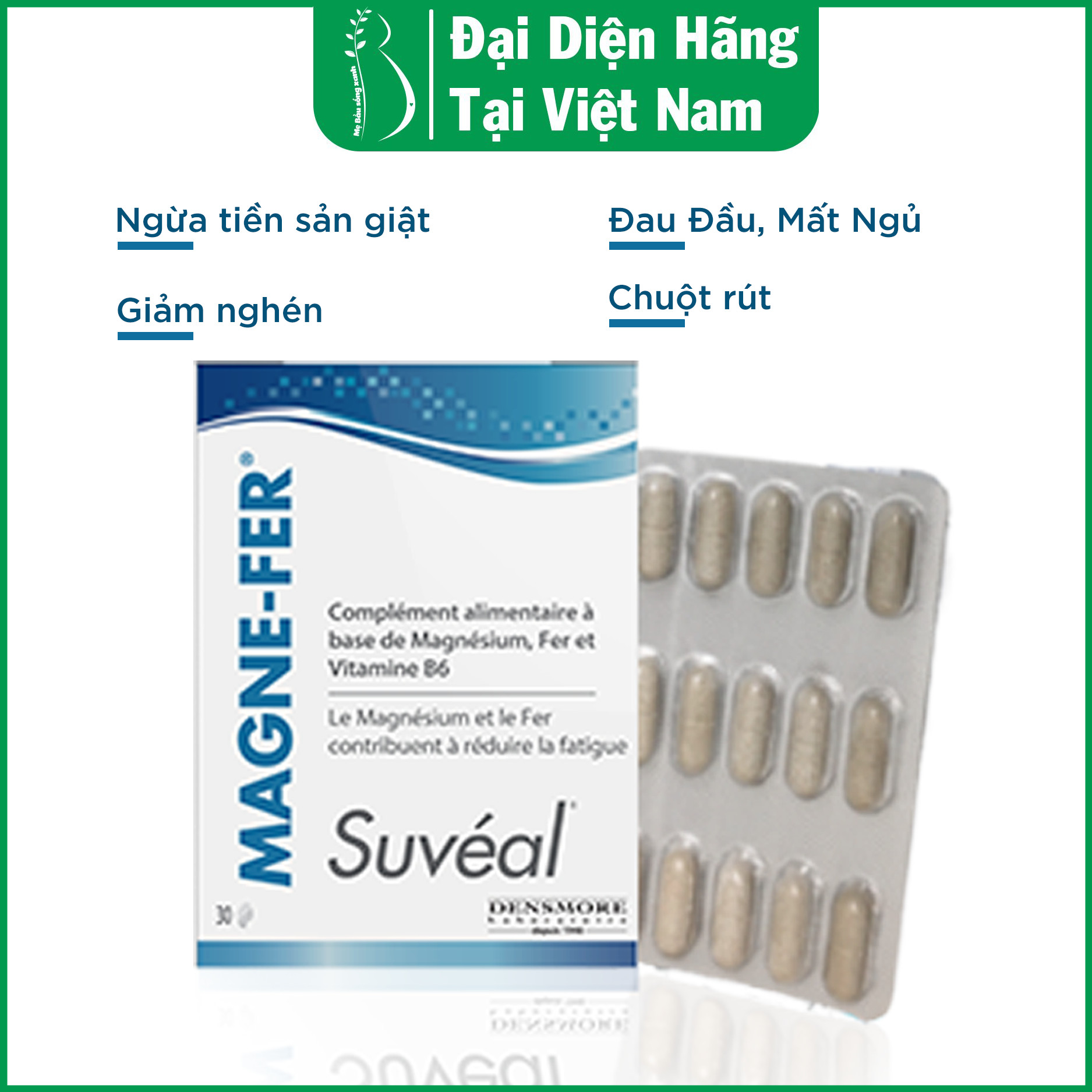 Vitamin Bầu Suvéal Magne - Fer: Giảm Nghén, Mất Ngủ, Stress, Chuột Rút, Ngăn Ngừa Nguy Cơ Tiền Sản  Giật Và Sinh Non