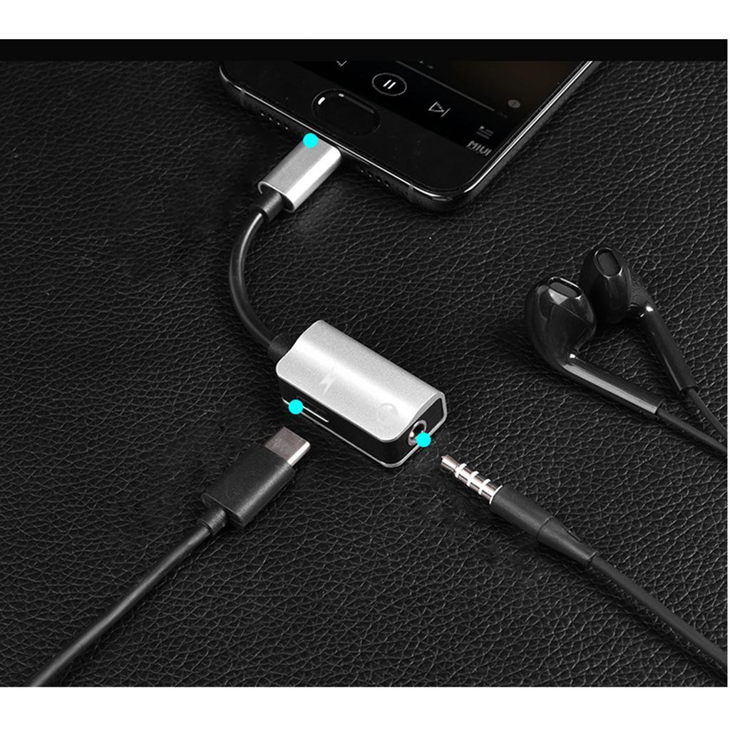 Type C to 3.5mm Headphone Audio Adapter and USB-C Charging Cable