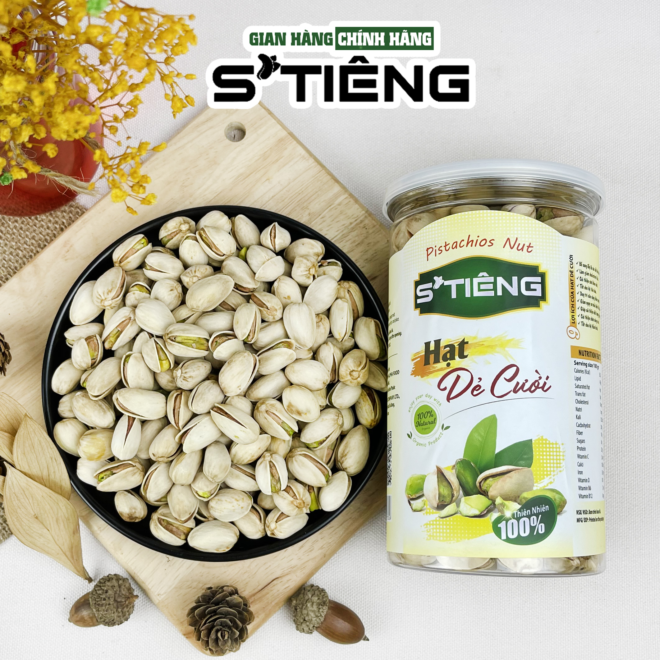 500Gr Hạt Dẻ Cười Mỹ Không Tẫy Trắng S'TIÊNG Hộp