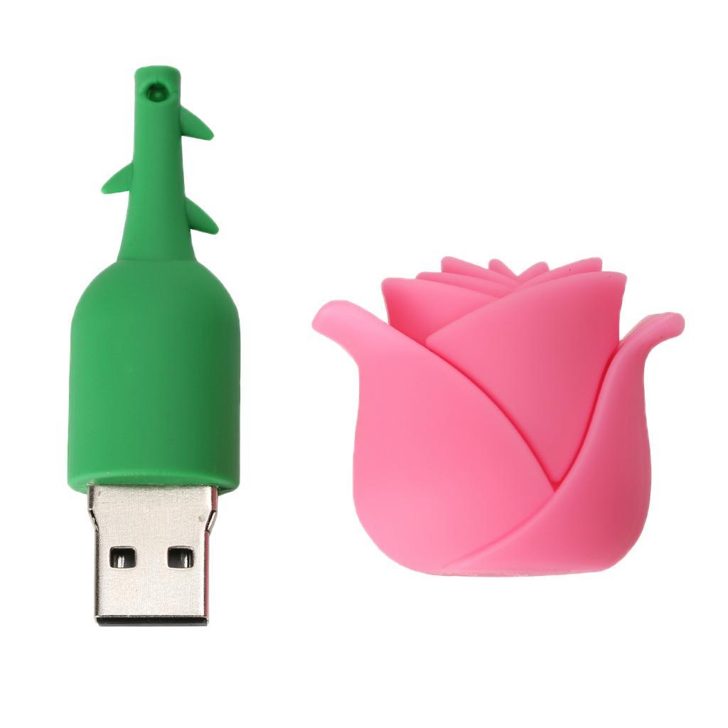 Rose Shape USB U Disk Drive Flash Memory Stick For PC Computer Pink