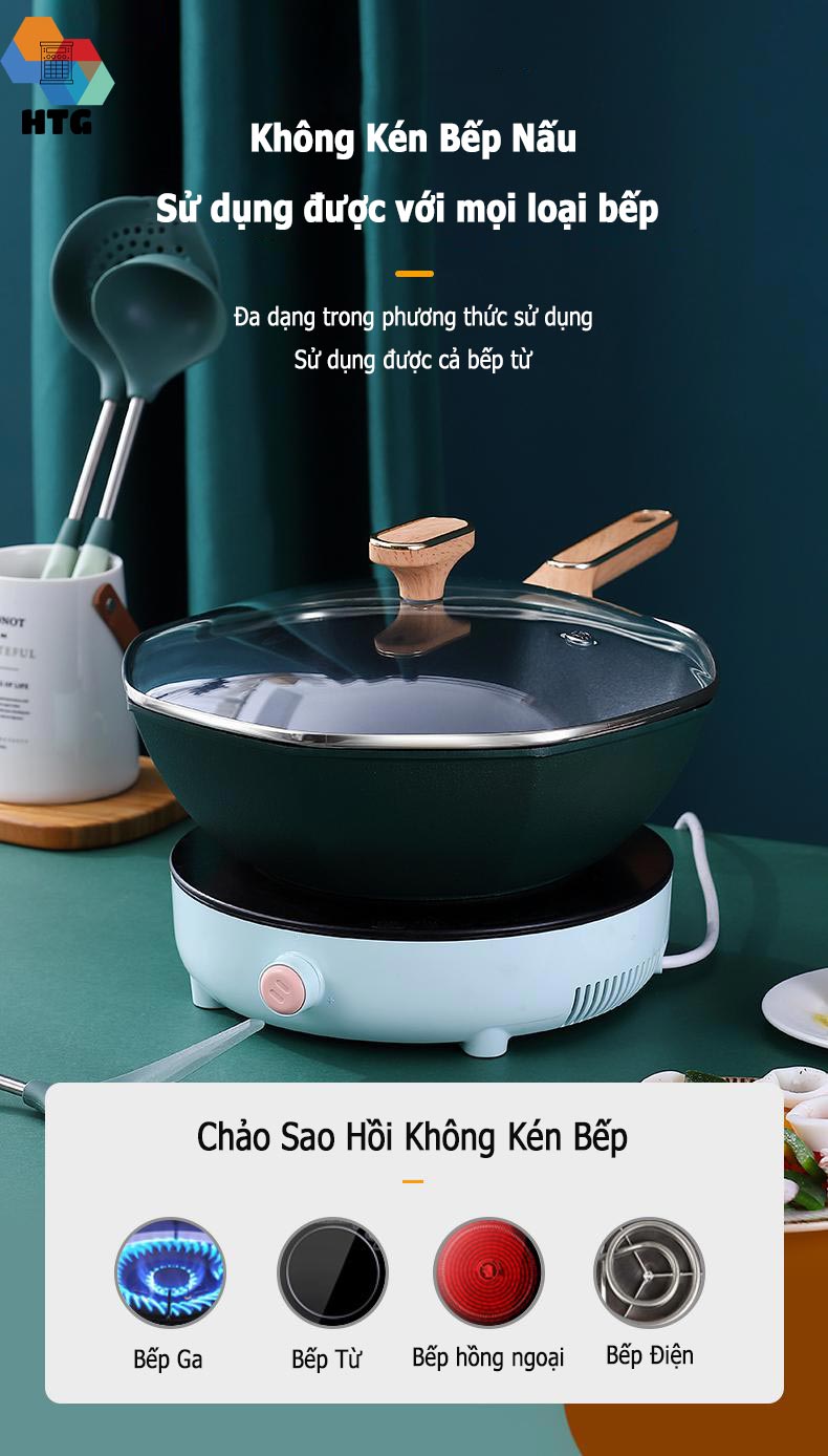 Chảo chống dính Kata CX32 dạng sâu lòng Sao Hồi siêu lớn 32cm, tráng mịn, không kén bếp, sử dụng được với bếp từ, hàng chính hãng