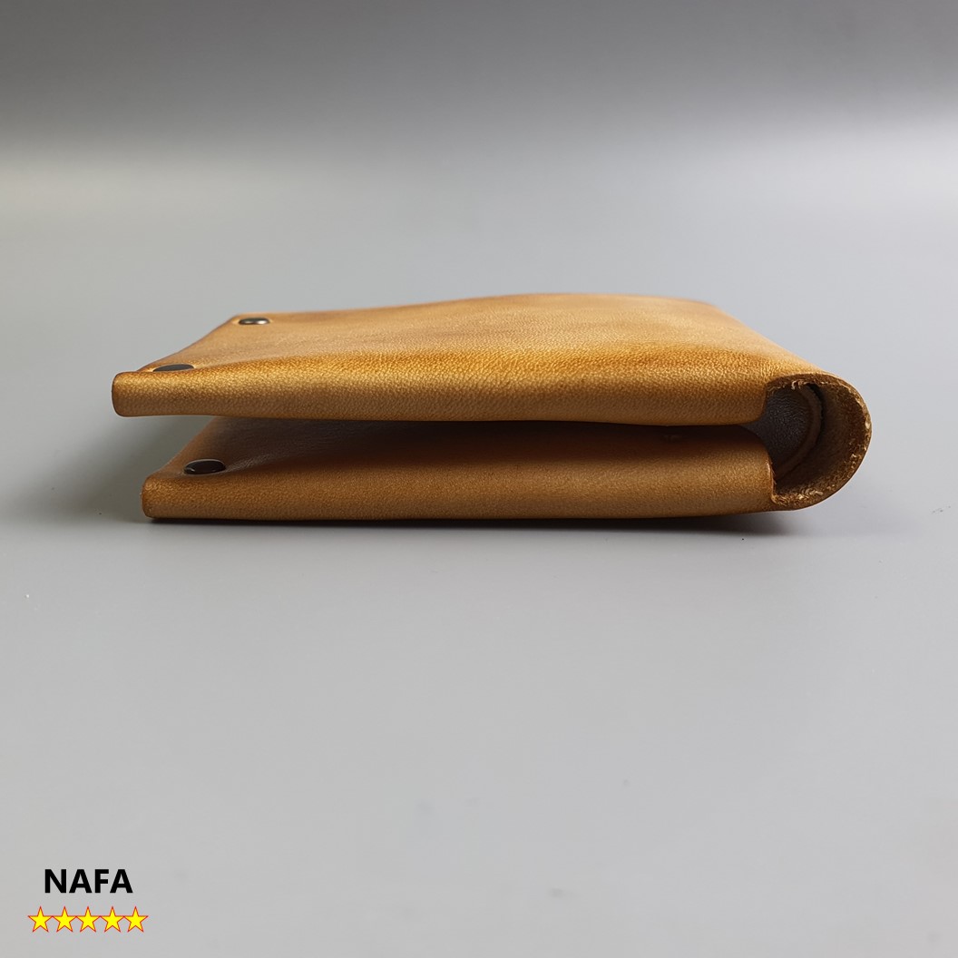 Ví nam da bò, ví handmade da nhuộm thủ công NAFA WS110 thời trang tinh tế – Màu Vàng bò