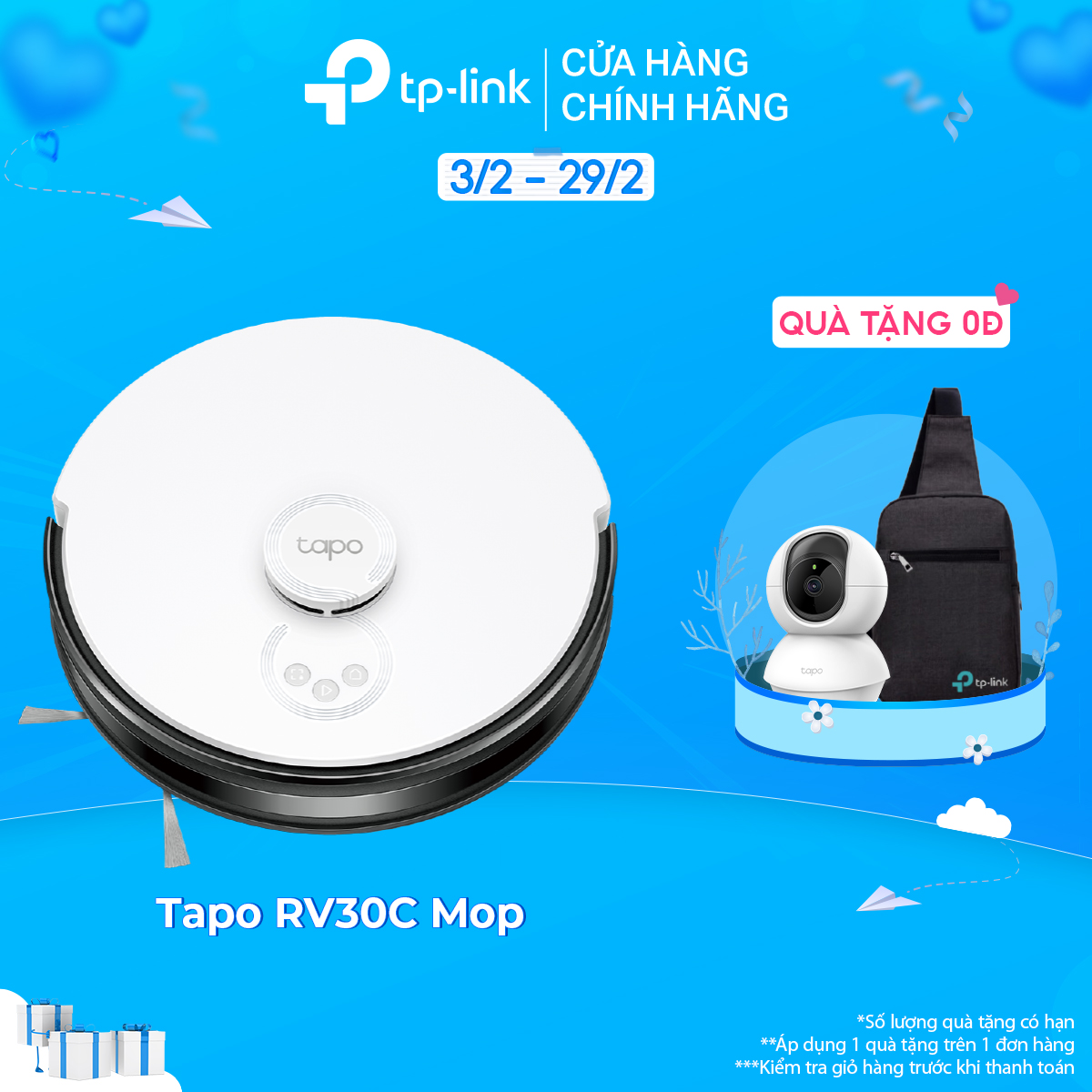 Robot Hút Bụi Và Lau Nhà TP-Link Tapo RV30C Mop / RV30C Mop Plus Điều Hướng LiDar & Gyro Công Suất 4200Pa - Hàng Chính Hãng