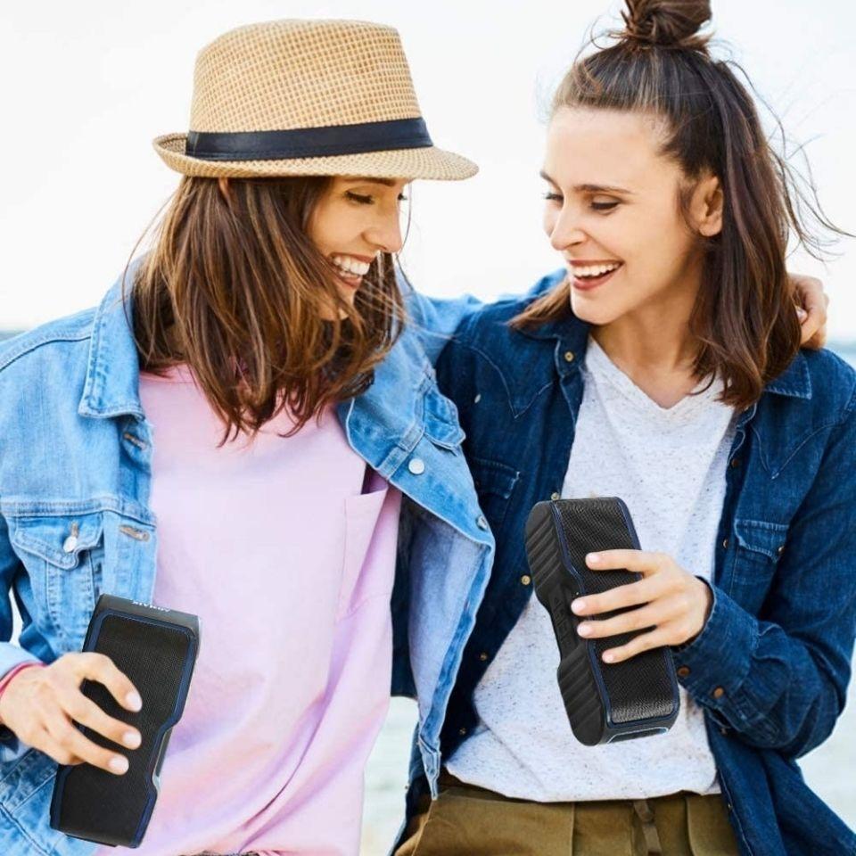 Aomais 20W Loa Bluetooth không dây IPX7 Trò chơi không thấm hơi ngoài trời ba loa loa siêu loa Color: Black black border