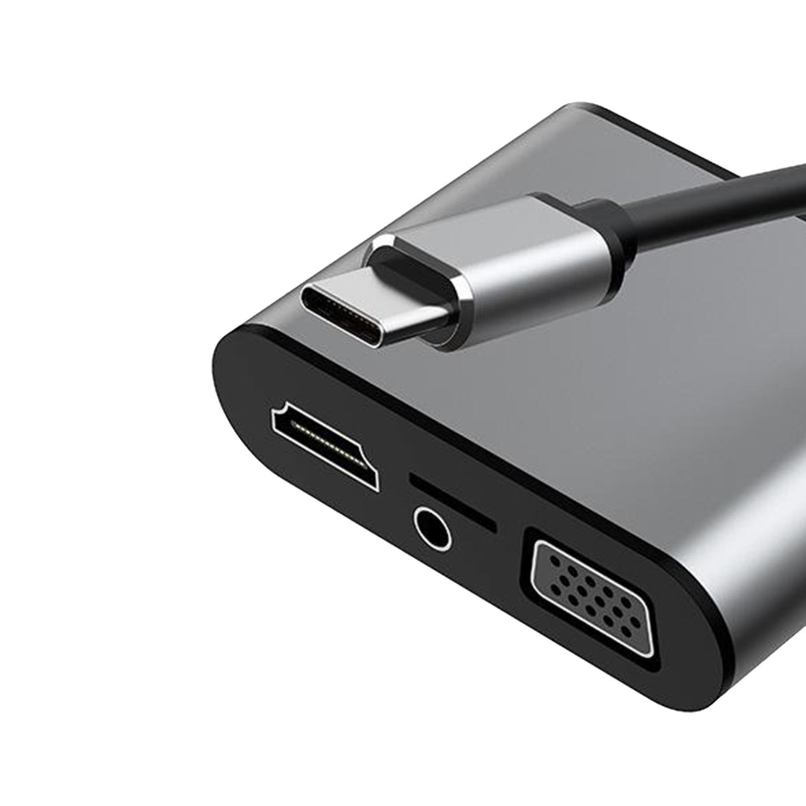 USB Type-C Hub USB 3.0 VGA Adapter Cable PD Charge Splitter for Macbook Pro