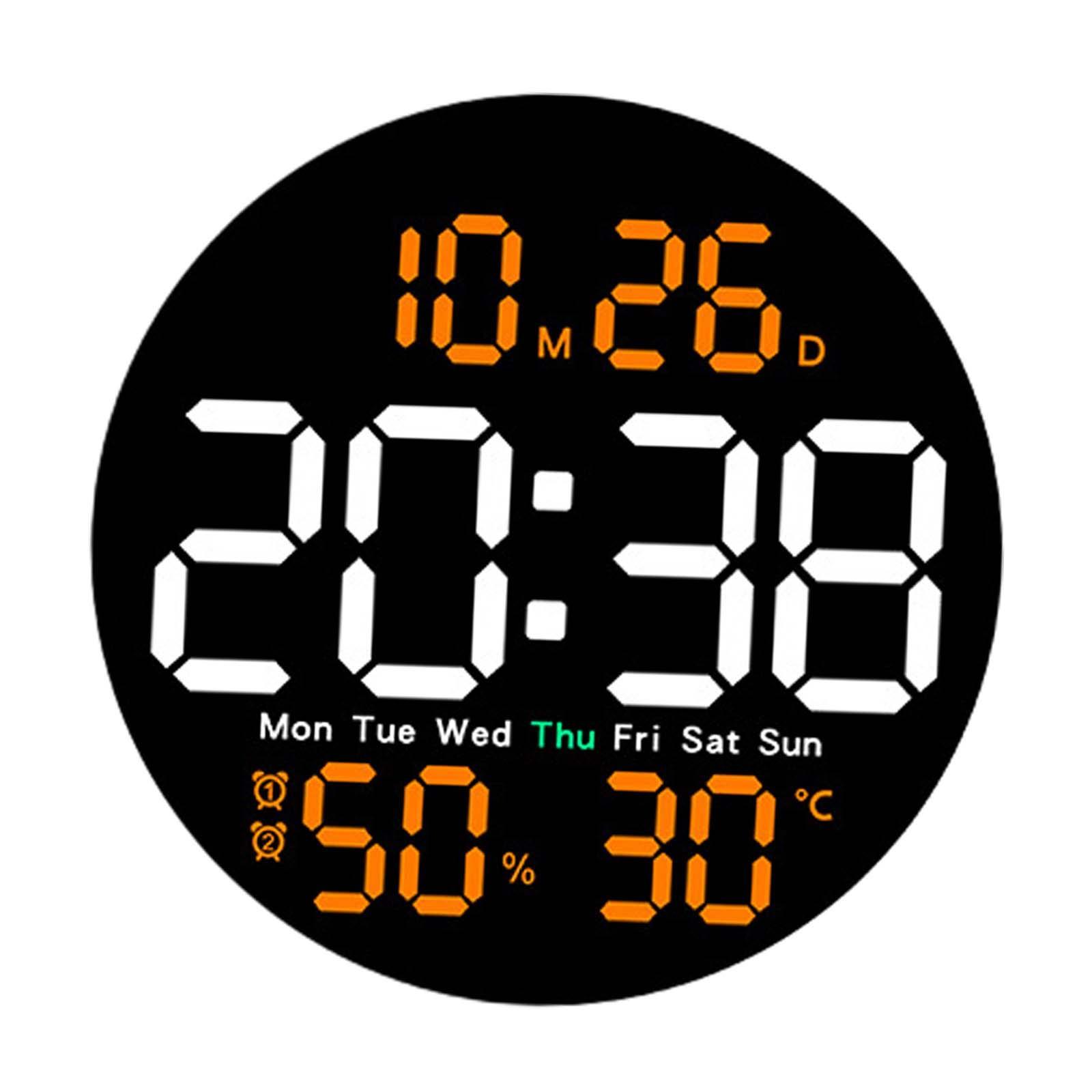 Digital Wall Clock Alarm Clock Hanging Adults Temperature/humidity Digital Clock Electronic Clock for Home Bedroom Study Room
