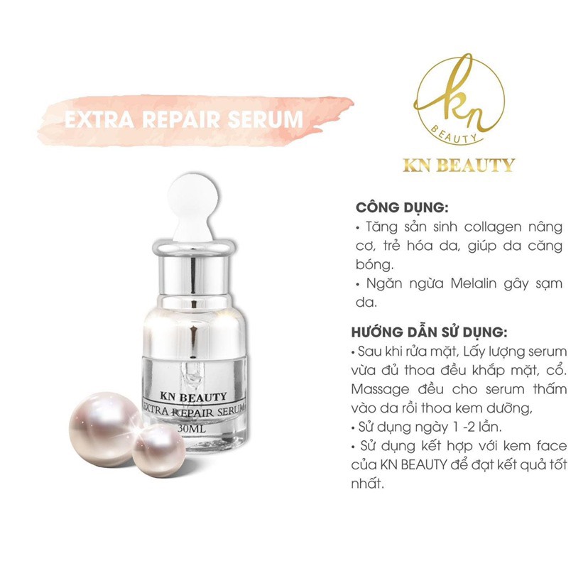 Bộ 3 sản phẩm Trắng Da Ngừa Nám KN Beauty chuyên sâu:Kem dưỡng 25g + Serum 30ml+ Tẩy tế bào chết 120ml