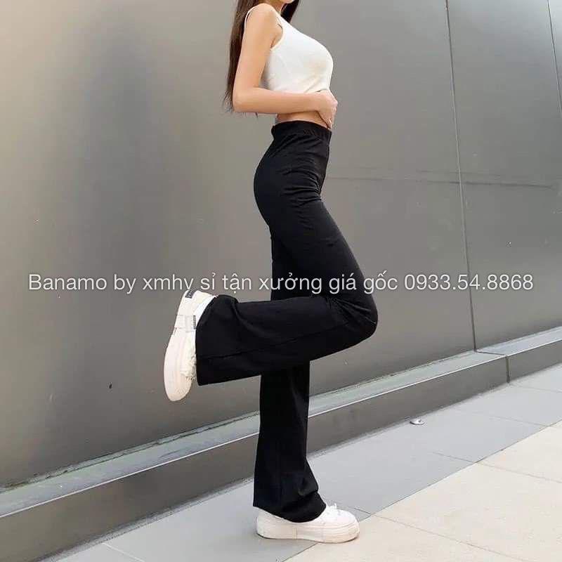 Quần ống loe nữ cạp cao dáng dài quần legging nữ ôm ống loe lên from xinh tôn dáng 411