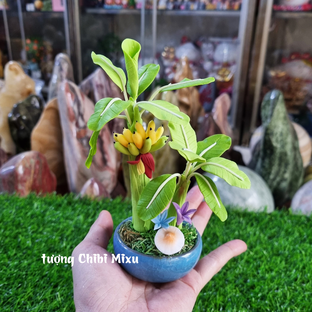 Chậu cây chuối 15cm bằng đất sét Nhật - bình an và may mắn