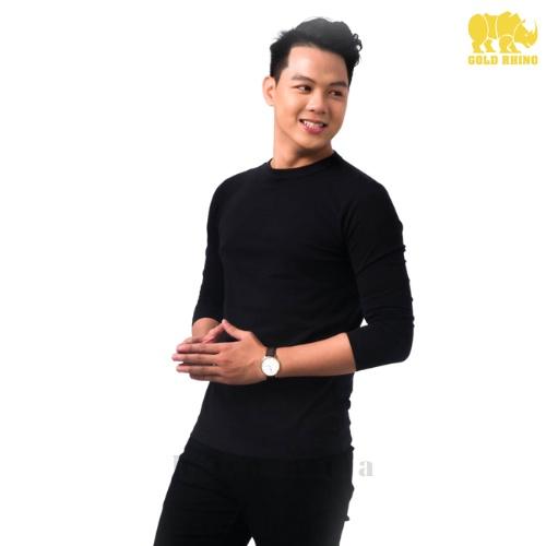 Áo Thun Nam Trơn Tay Dài Thoáng Mát Tay Dài Màu Đen