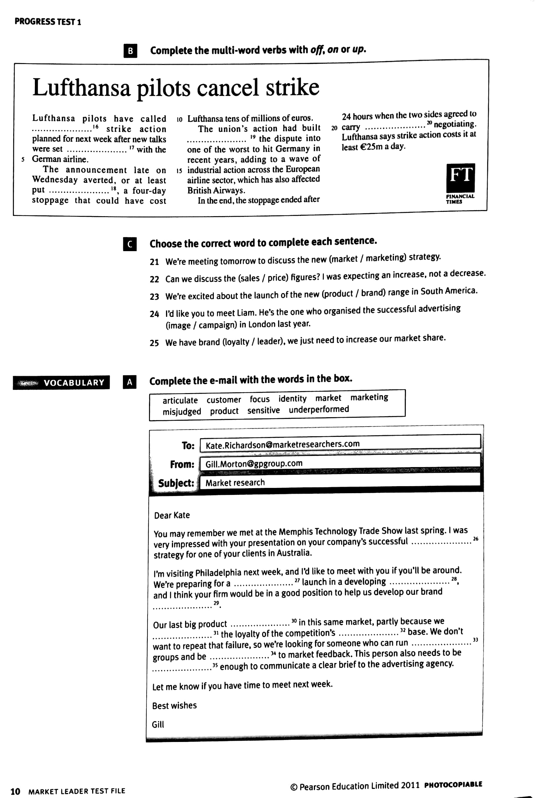 Market Leader 3Rd Edition Upper Intermediate Test File