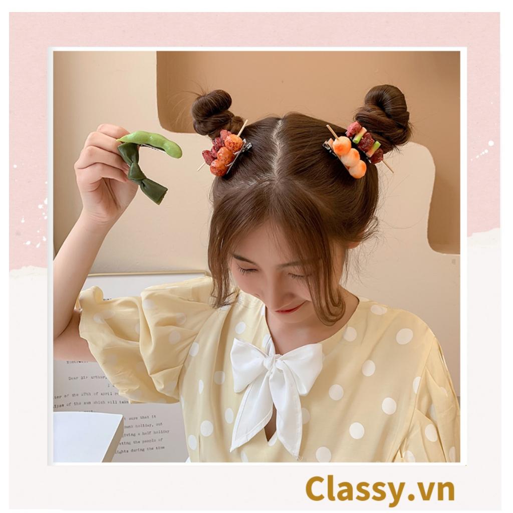 Kẹp Classy tóc dạng clip mỏ vịt,  họa tiết minh họa các loại đồ ăn, tinh nghịch hài hước hot tiktok PK935