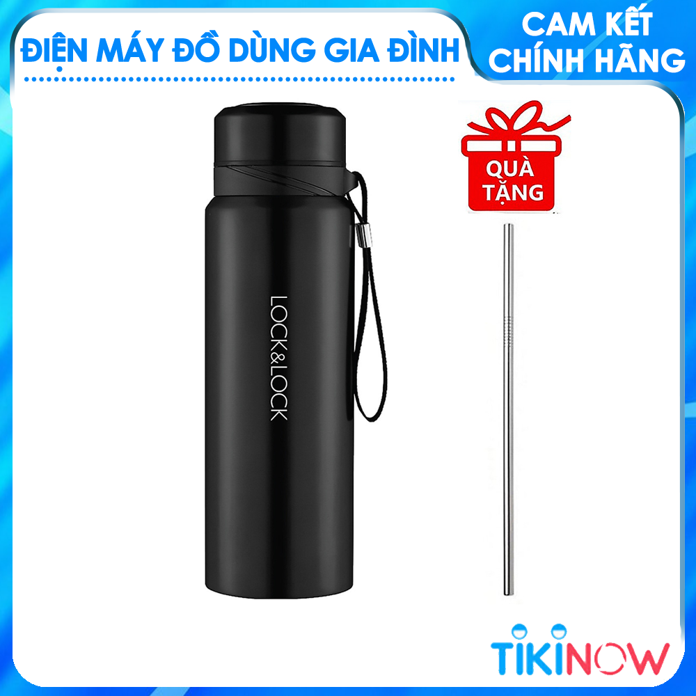 Bình Giữ Nhiệt 800ml Lock&Lock Vacuum Bottle LHC6180 - Hàng Chính Hãng, Bằng Thép Không Gỉ, Có Lưới Lọc Trà Bằng Inox, Mức Giữ Nhiệt Vượt Trội Tặng Kèm Ống Hút Inox