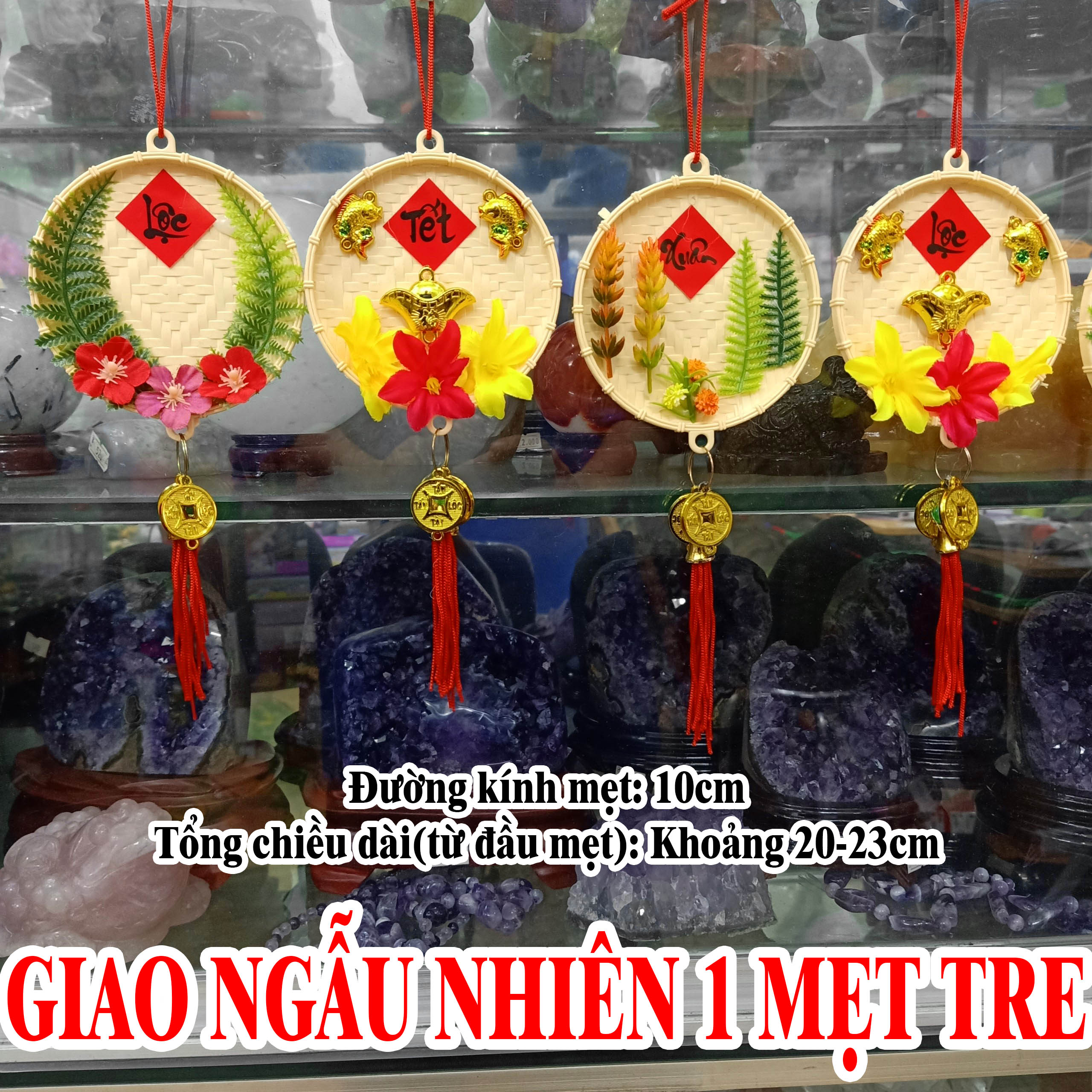 Hình ảnh Mẹt Treo Trang Trí Tết Phúc - Lộc - Tài, Khung Treo Tết Vòng Trang Trí Hoa Mai Đào Phụ Kiện Trang Trí Tết