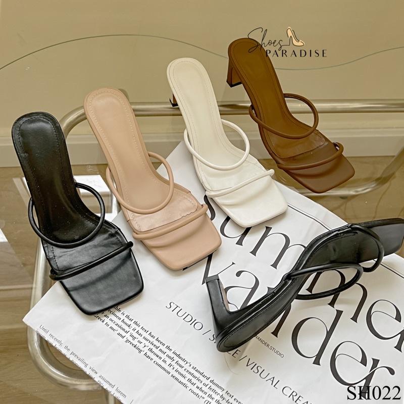 Giày nữ đẹp gót vuông giày mũi vuông cao gót guốc nữ guôc nữ quai ngang SHOES PARADISE SH022