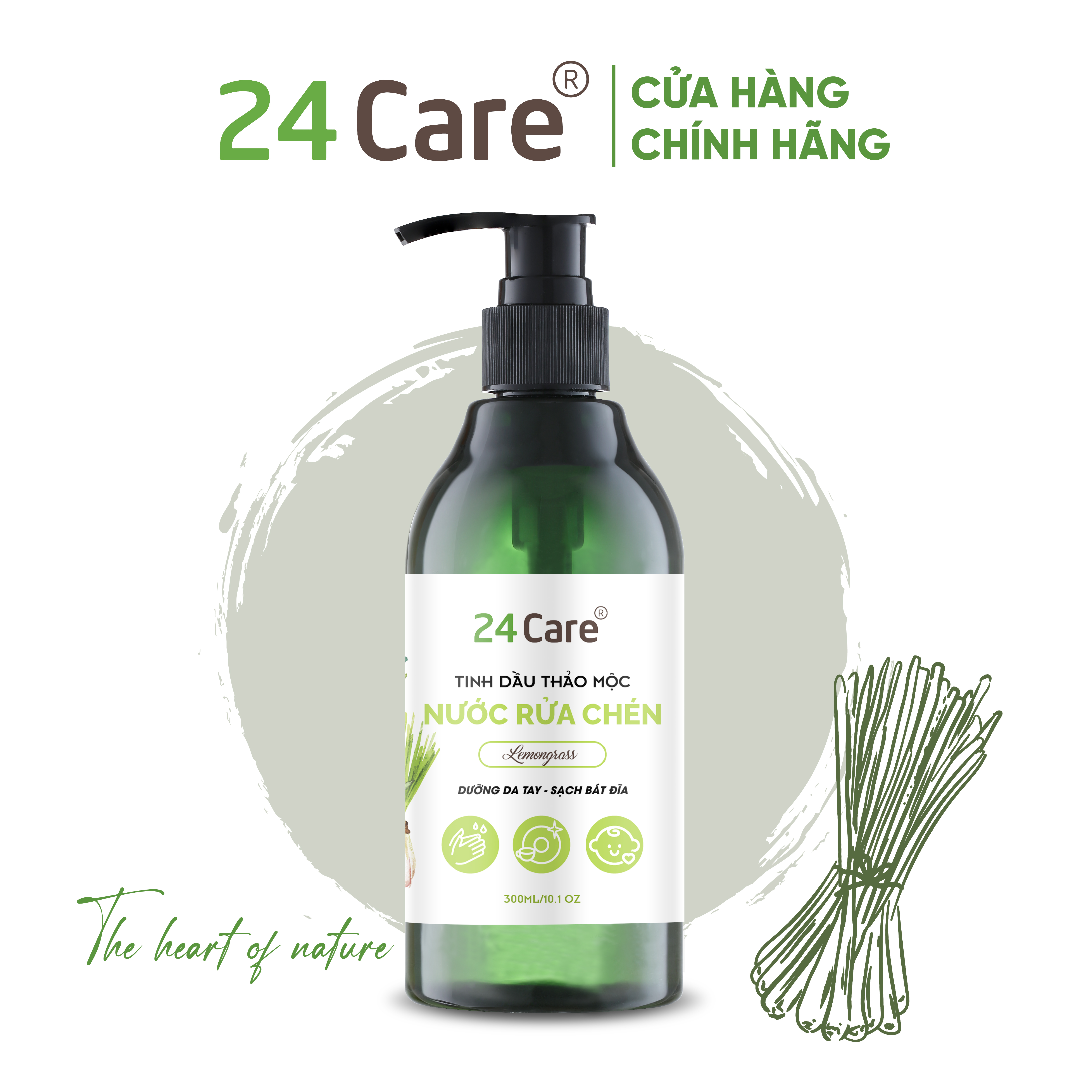 Nước Rửa chén hữu cơ trẻ em 24Care - Hương thảo mộc thiên nhiên Sả chanh/ Bạc hà/ Cam ngọt - Đuổi muỗi và côn trùng - Thơm nhẹ diệt khuẩn loại bỏ vết bẩn cứng đầu