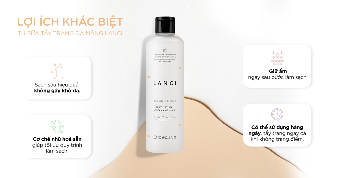 Sữa Tẩy Trang Hằng Ngày LANCI Daily Natural Cleansing Milk 265ml