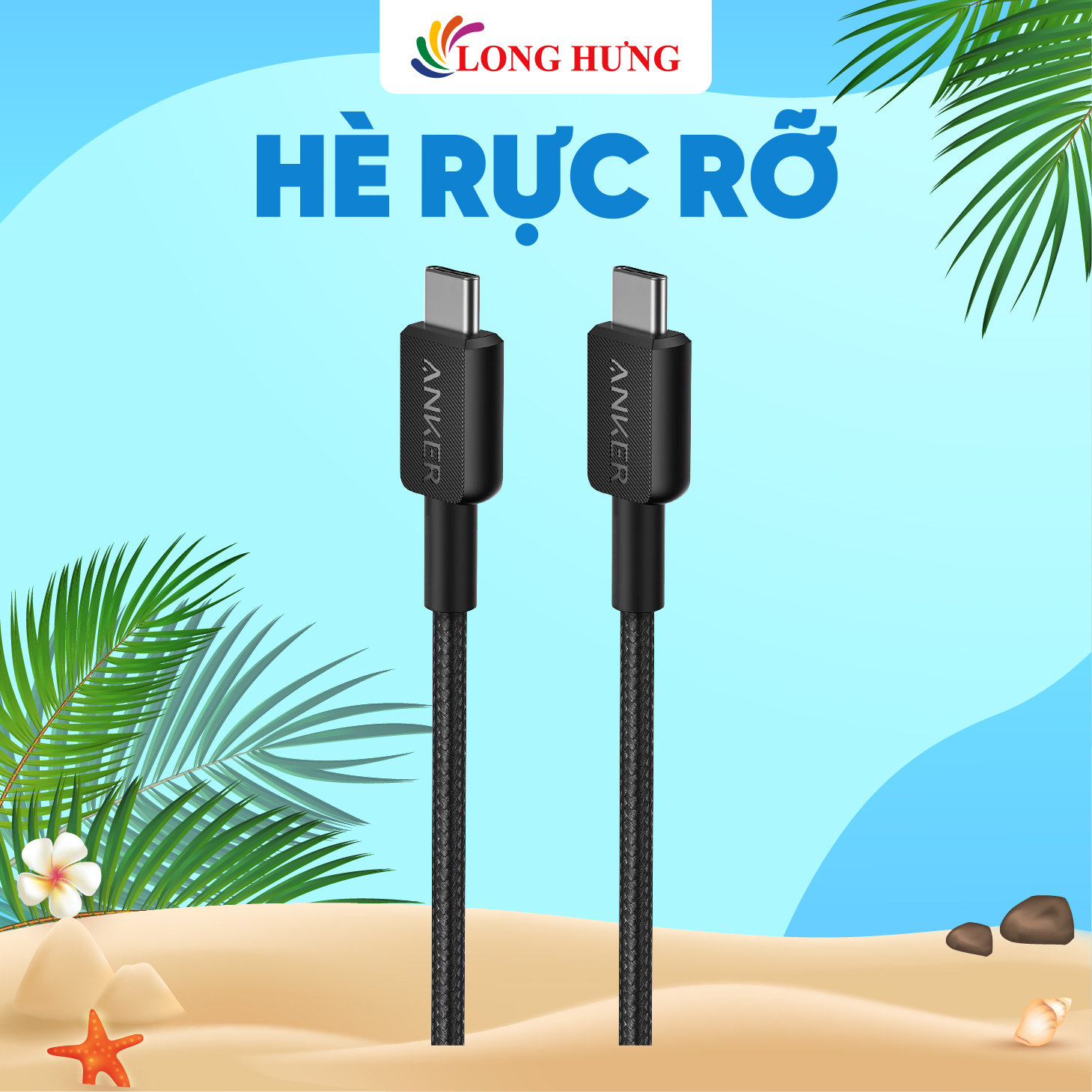 Cáp USB Type-C to Type-C Anker 322 Nylon Cable III 60W 0.9m A81F5/1.8m A81F6 - Hàng chính hãng
