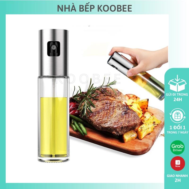 Bình xịt dầu ăn dạng phun sương nắp inox cao cấp dung tích 100ml - Phụ kiện nồi chiên không dầu KooBee