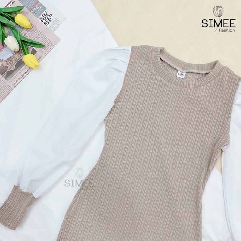Váy len body tay phối sơ mi cao cấp Simee