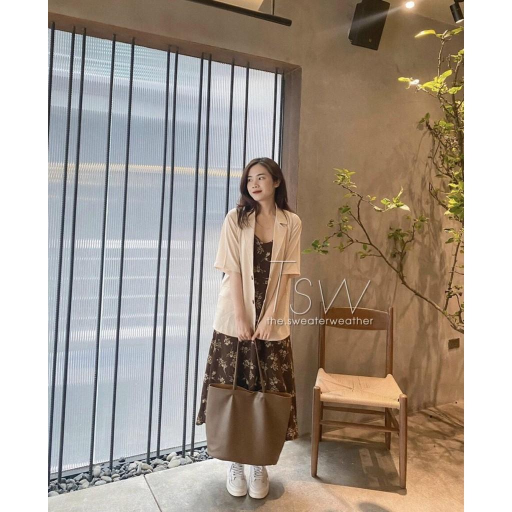 Set Đồ Nữ Đầm Nữ Hai Dây Phối Áo Blazer Thiết Kế Đơn Giản Màu Cơ Bản Siêu Xinh Phù Hợp Đi Chơi.